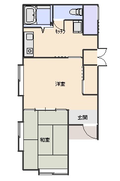 石巻市渡波のアパートの間取り