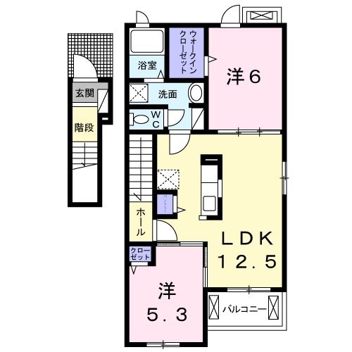 高松市上林町のアパートの間取り