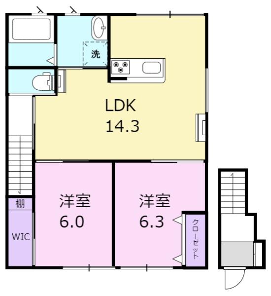 富山市高屋敷のアパートの間取り