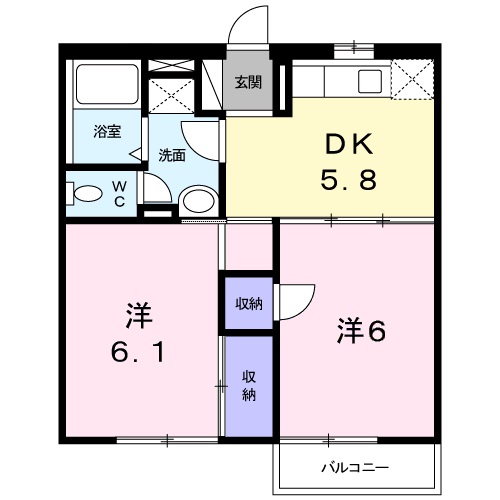 岡山市東区鉄のアパートの間取り