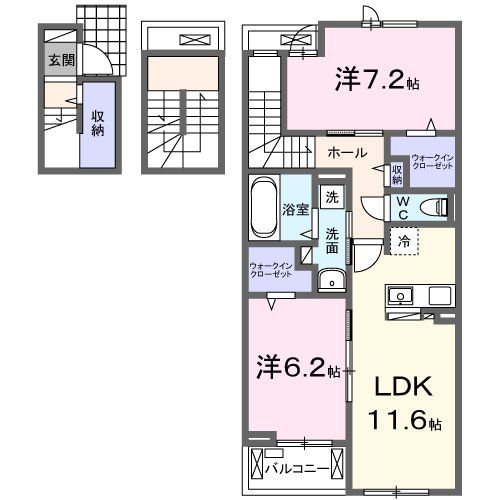 入間郡毛呂山町若山のアパートの間取り