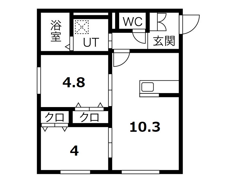 札幌市西区八軒三条東のマンションの間取り