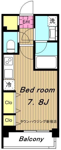 新宿区北新宿のマンションの間取り