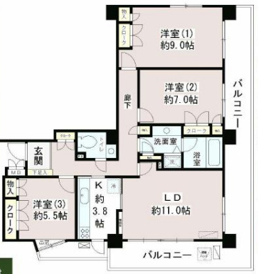 フラット曙町’８９の間取り