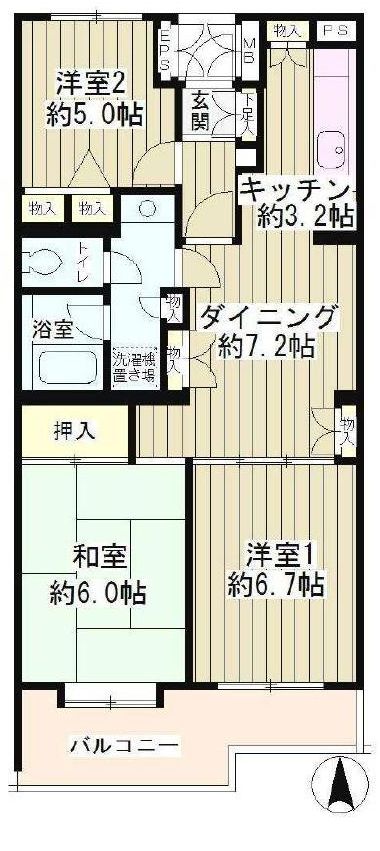 世田谷区中町のマンションの間取り