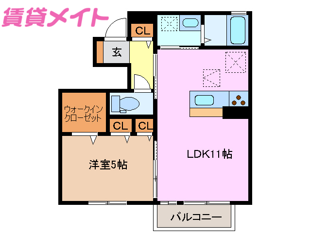 津市大園町のアパートの間取り