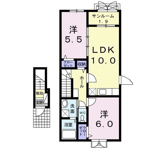 長岡市高見町のアパートの間取り