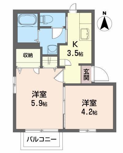 山形市西田のアパートの間取り