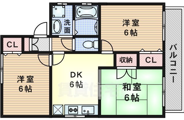 吹田市佐井寺のアパートの間取り