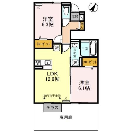 上尾市大字小泉のアパートの間取り