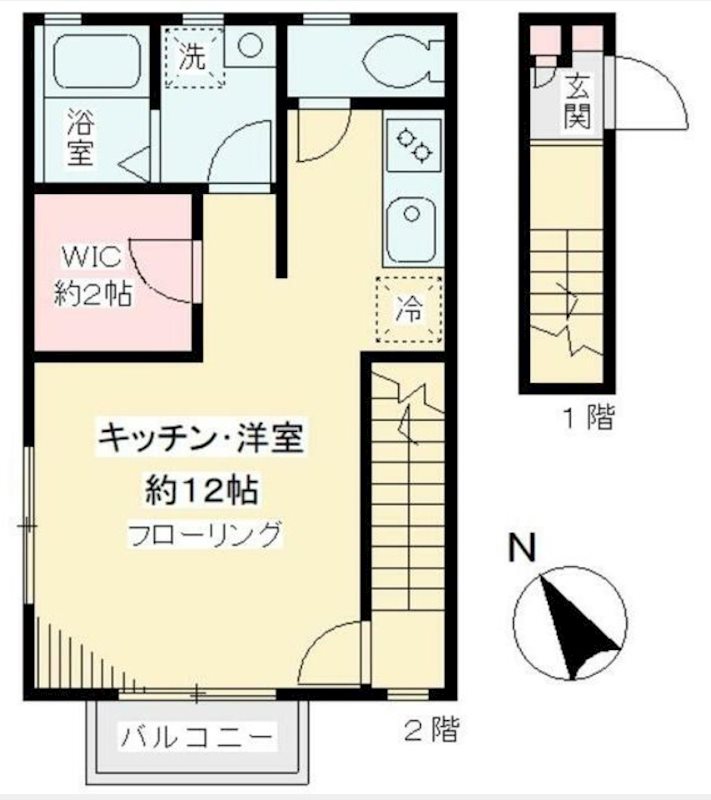 調布市若葉町のアパートの間取り