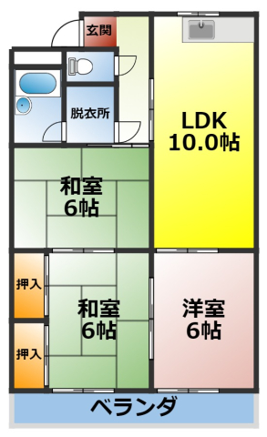 西尾市永吉のマンションの間取り