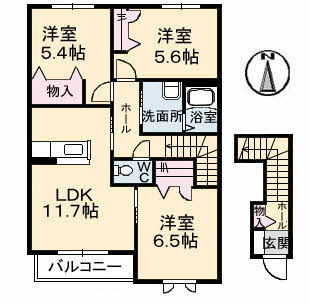 島根県出雲市築山新町（アパート）の賃貸物件の間取り