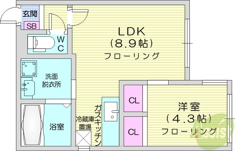 地下鉄東西線 琴似駅 徒歩1分 4階建 築17年の間取り写真