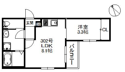 BRAND NEW DAY 箱崎の間取り写真
