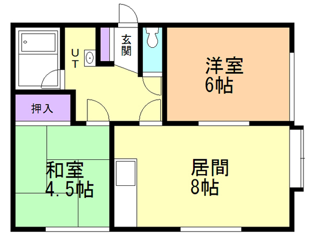 函館市上湯川町のアパートの間取り