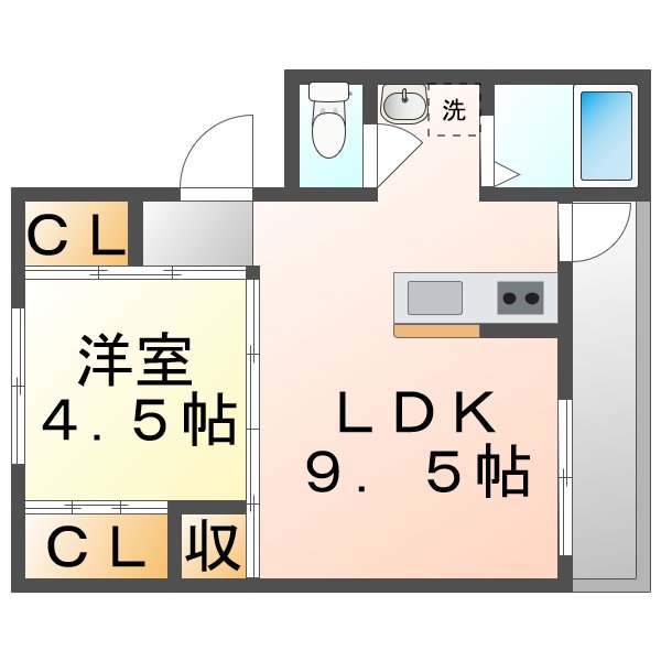 福山市大門町のマンションの間取り