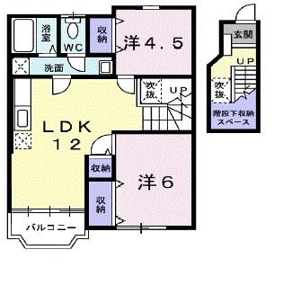 竹原市西野町のアパートの間取り