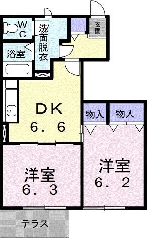 足利市利保町のアパートの間取り