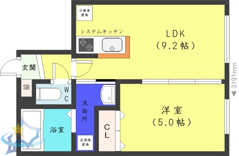 札幌市東区北十二条東のマンションの間取り