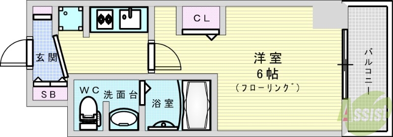 大阪市西淀川区野里のマンションの間取り