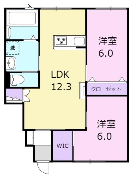 【富山市高屋敷のアパートの間取り】