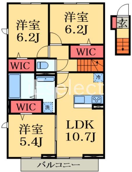 【千葉市緑区おゆみ野中央のアパートの間取り】