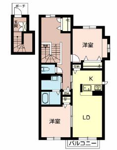 姫路市下手野のアパートの間取り