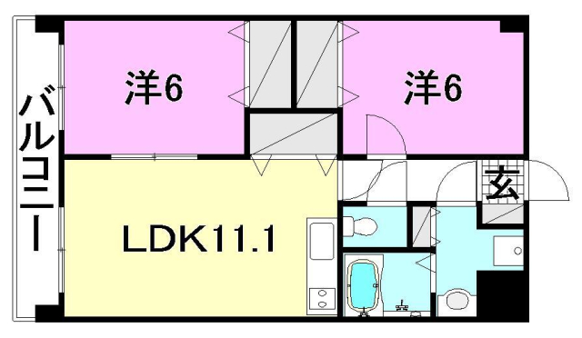 東温市牛渕のマンションの間取り