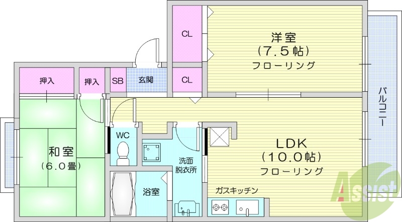 メゾンソレイユ中山2番館の間取り