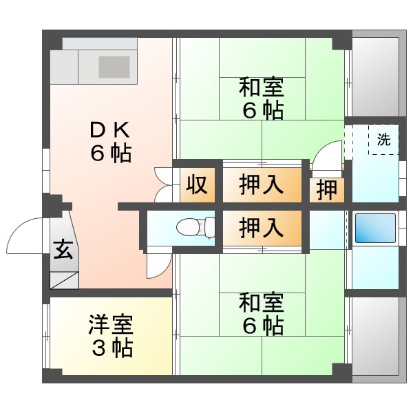 倉敷市水島北亀島町のマンションの間取り