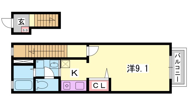 姫路市広畑区西蒲田のアパートの間取り