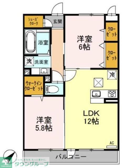 上尾市大字原市のアパートの間取り