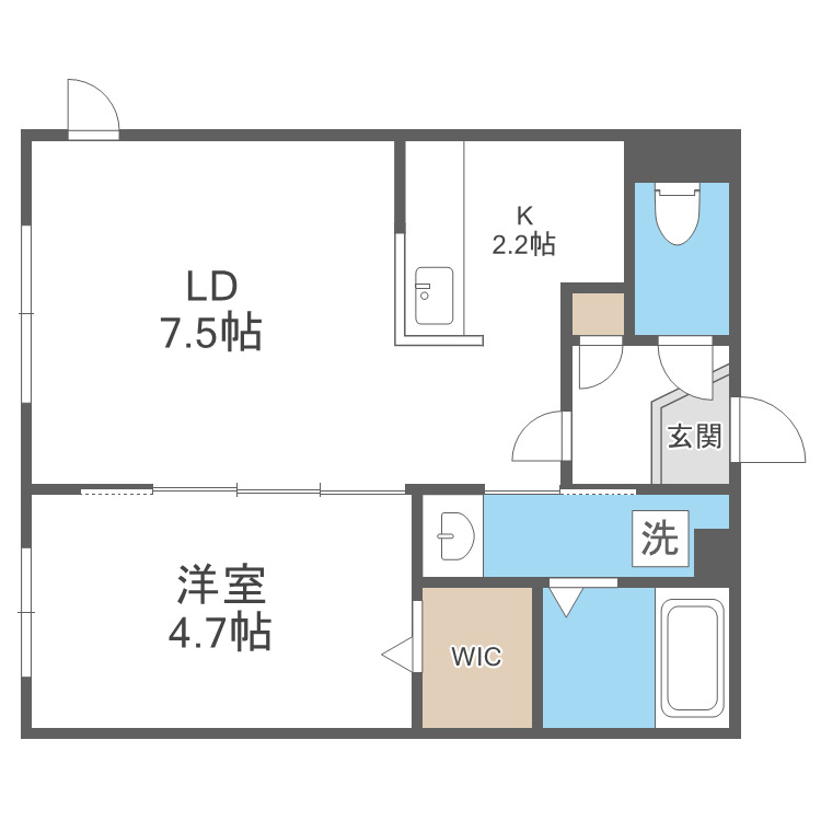 札幌市東区北二十一条東のマンションの間取り