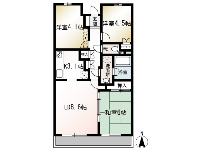 【座間市入谷東のマンションの間取り】