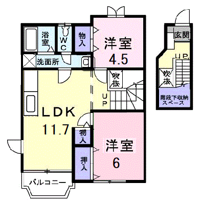 呉市安浦町内海北のアパートの間取り