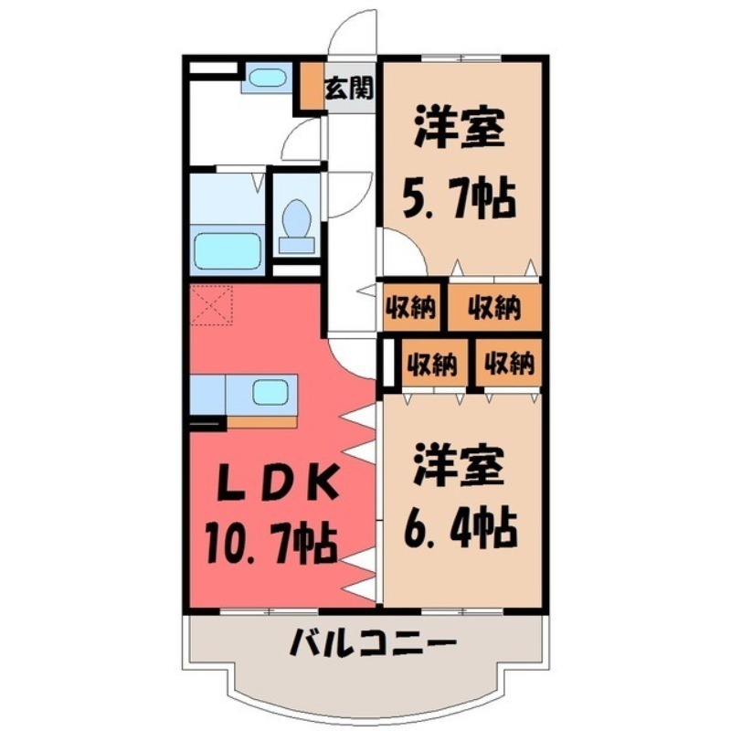 塩谷郡高根沢町大字宝積寺のマンションの間取り