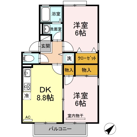 徳島市末広のアパートの間取り