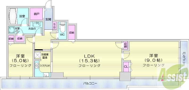 地下鉄東西線 西１８丁目駅 徒歩7分 31階建 築21年の間取り写真
