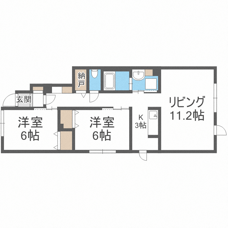 札幌市手稲区手稲本町四条のアパートの間取り