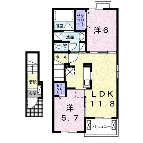 鹿児島市山田町のアパートの間取り