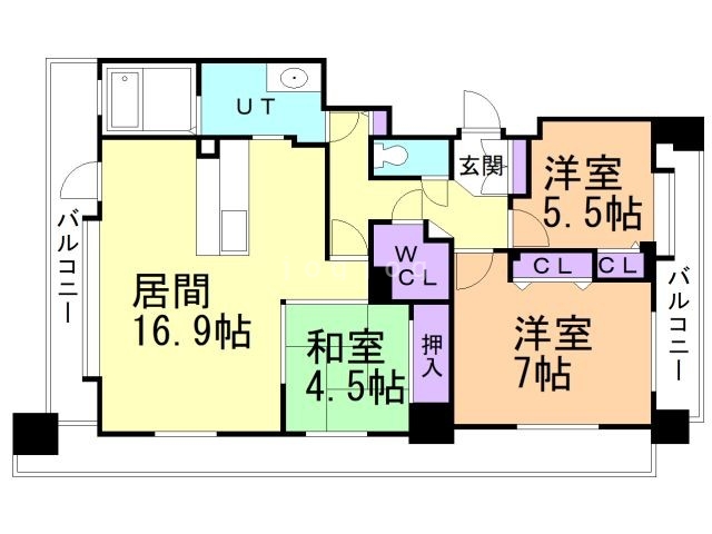 札幌市中央区南七条西のマンションの間取り