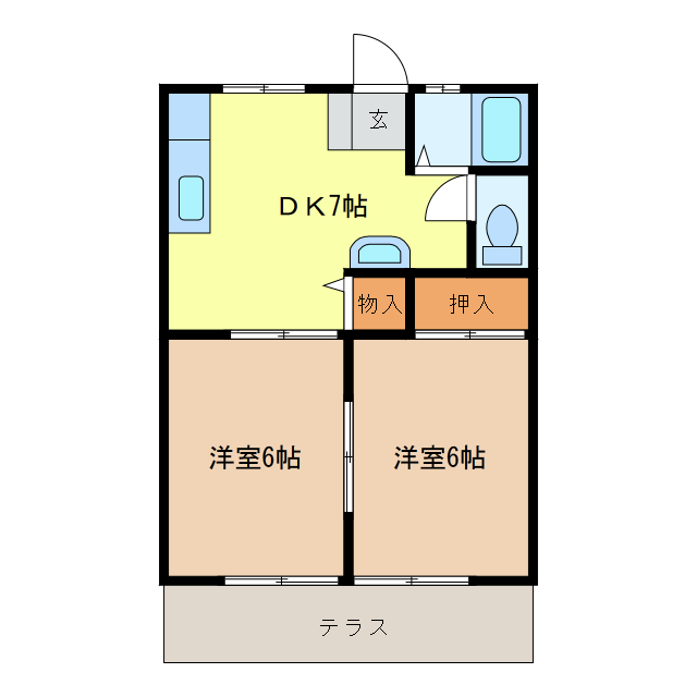 須恵ハイツA棟の間取り