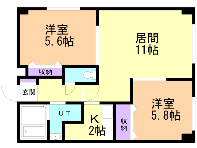 函館市海岸町のマンションの間取り