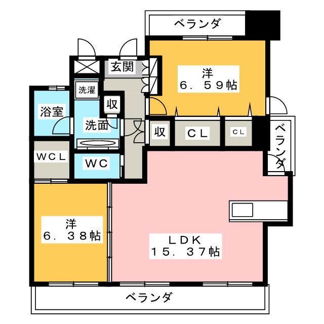 パラシオン西新の間取り