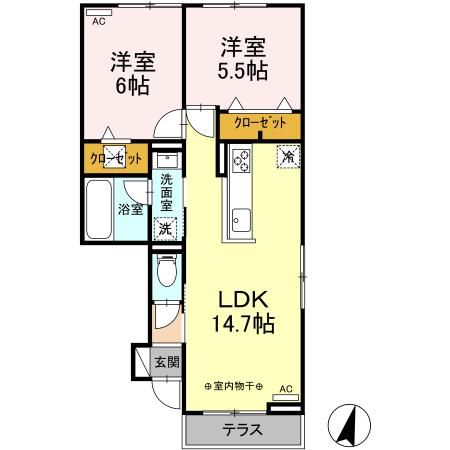 静岡市清水区吉川のアパートの間取り