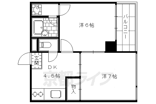 京都市中京区錦堀川町のマンションの間取り