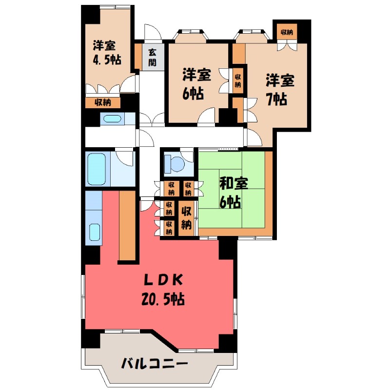 宇都宮市東宿郷のマンションの間取り