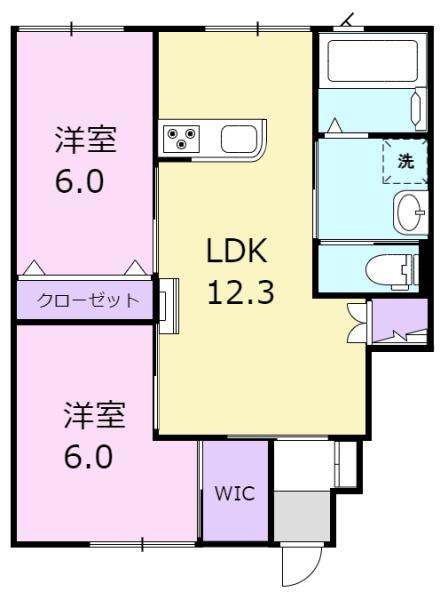 富山市高屋敷のアパートの間取り