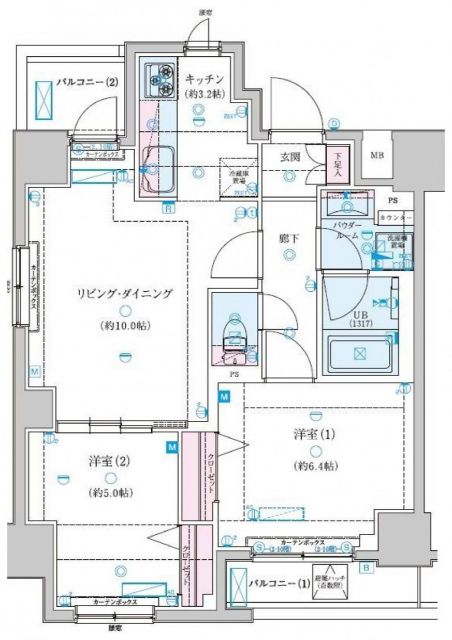 横浜市神奈川区子安通のマンションの間取り